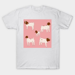 Boer Goats Pattern Pink T-Shirt